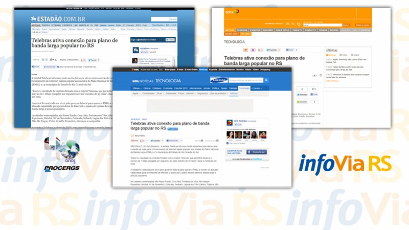 Sites que veicularam a notícia